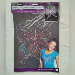 Iron On Rhinestones and Studs Butterfly Applique